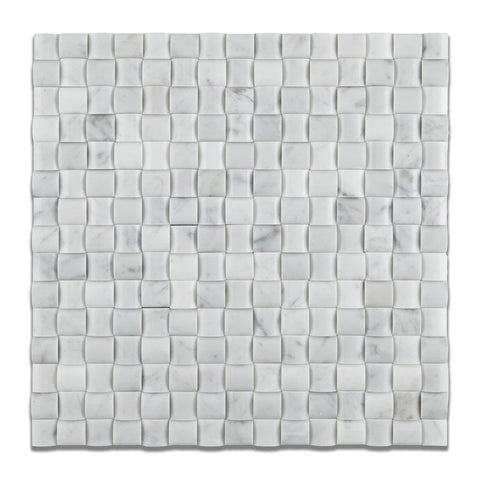 Carrara White Marble Polished 3D Small Bread Mosaic Tile