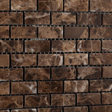 Emperador Dark Marble Tumbled Baby Brick Mosaic Tile