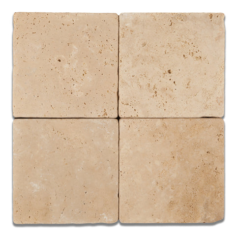 6 X 6 Ivory Travertine Tumbled Field Tile