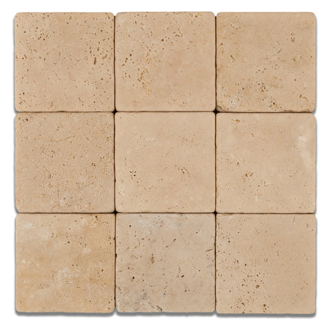 4 X 4 Ivory Travertine Tumbled Field Tile