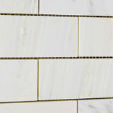 2 X 4 Oriental White / Asian Statuary Marble Honed Brick Mosaic Tile