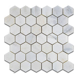 Oriental White / Asian Statuary Marble Honed 2" Hexagon Mosaic Tile