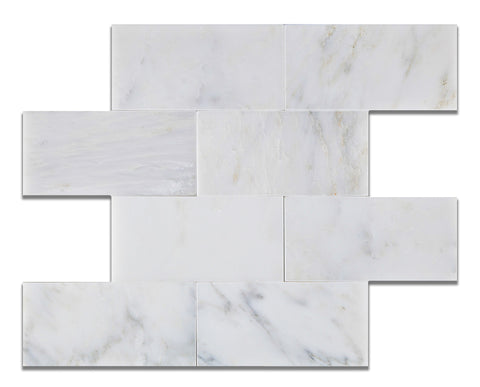 3 X 6 Oriental White / Asian Statuary Marble Polished Subway Brick Field Tile