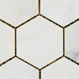 Oriental White / Asian Statuary Marble Honed 3" Hexagon Mosaic Tile