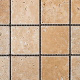 2 X 2 Walnut Travertine Tumbled Mosaic Tile
