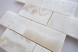 3 X 6 Premium White Onyx CROSS-CUT Polished Subway Brick Field Tile