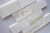 3 X 6 Premium White Onyx CROSS-CUT Polished Subway Brick Field Tile