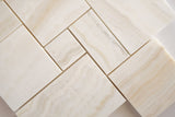 Premium White Onyx VEIN-CUT 4-Pieced OPUS Mini-Pattern Polished Mosaic Tile