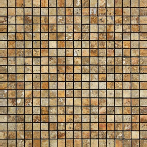 5/8 X 5/8 Scabos Travertine Polished Mosaic Tile