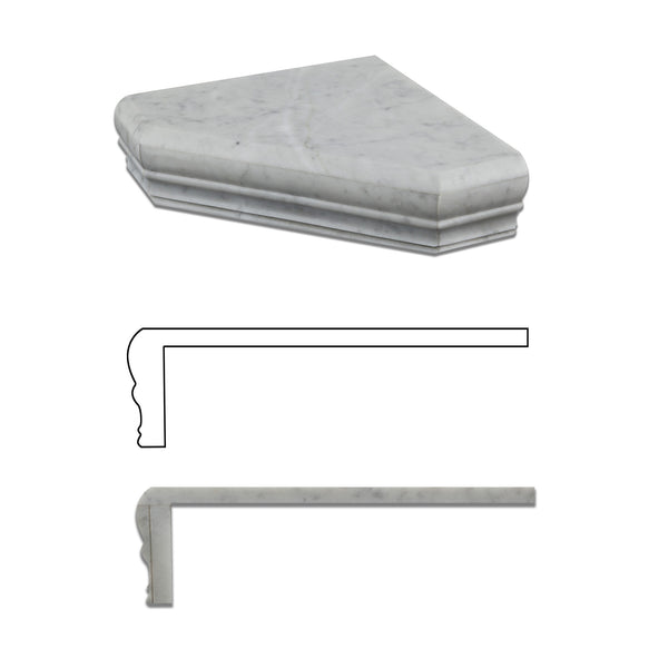 Carrara White Marble 9x9 Shower Corner Shelf Soap Dish Caddy Bullnose full  finished Honed - Stone Center Online