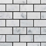 1 X 2 Carrara White Marble Honed Brick Mosaic Tile