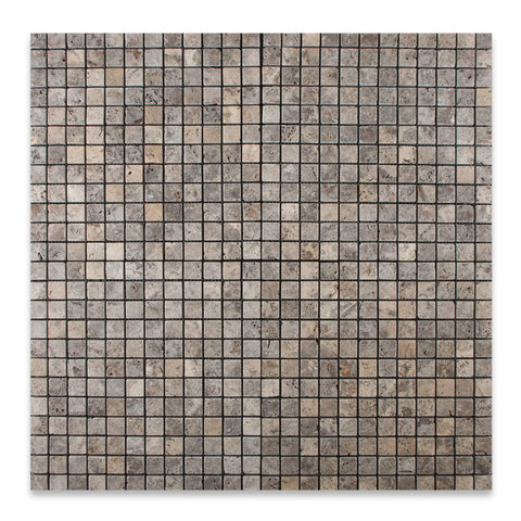 5/8 X 5/8 Silver Travertine Tumbled Mosaic Tile