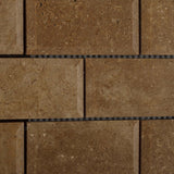 2 X 4 Noce Travertine Honed & Beveled Brick Mosaic