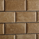 2 X 4 Noce Travertine Honed & Beveled Brick Mosaic