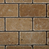 2 X 4 Noce Travertine Tumbled Brick Mosaic Tile