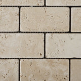 2 X 4 Ivory Travertine Tumbled Brick Mosaic Tile