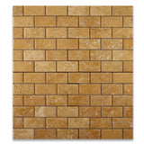 2 X 4 Gold / Yellow Travertine Honed & Beveled Brick Mosaic