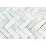 Oriental White / Asian Statuary Marble Honed 1 x 3 Herringbone Mosaic Tile