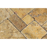 Scabos Travertine 4-Pieced OPUS Mini-Pattern Tumbled Mosaic Tile
