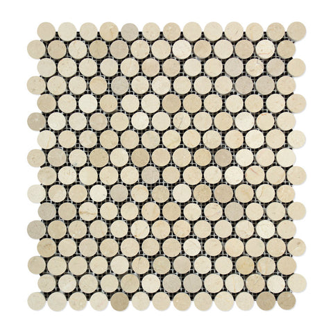 Crema Marfil Marble Polished Penny Round Mosaic Tile