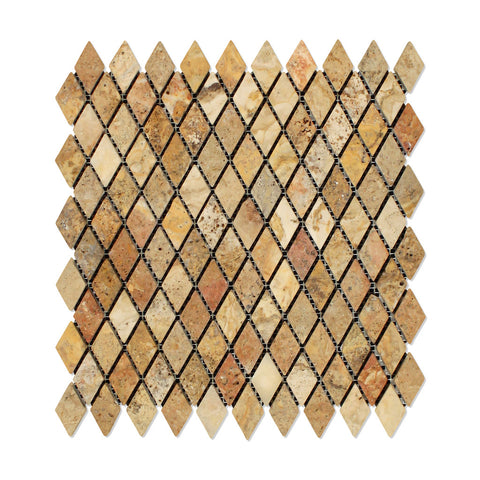 Scabos Travertine 1" Diamond Tumbled Mosaic Tile