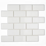 2 X 4 Thassos White Marble Polished & Beveled Brick Mosaic Tile