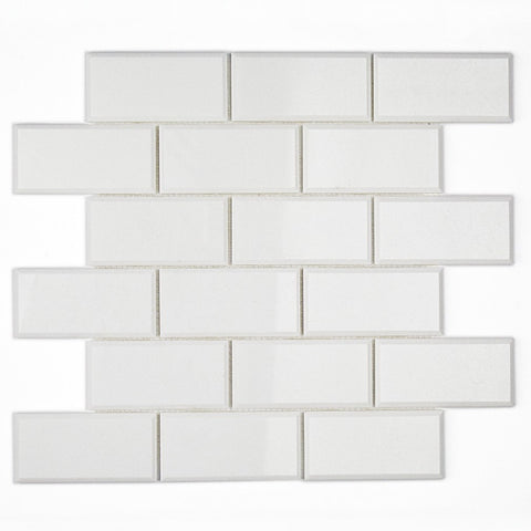 2 X 4 Thassos White Marble Polished & Beveled Brick Mosaic Tile