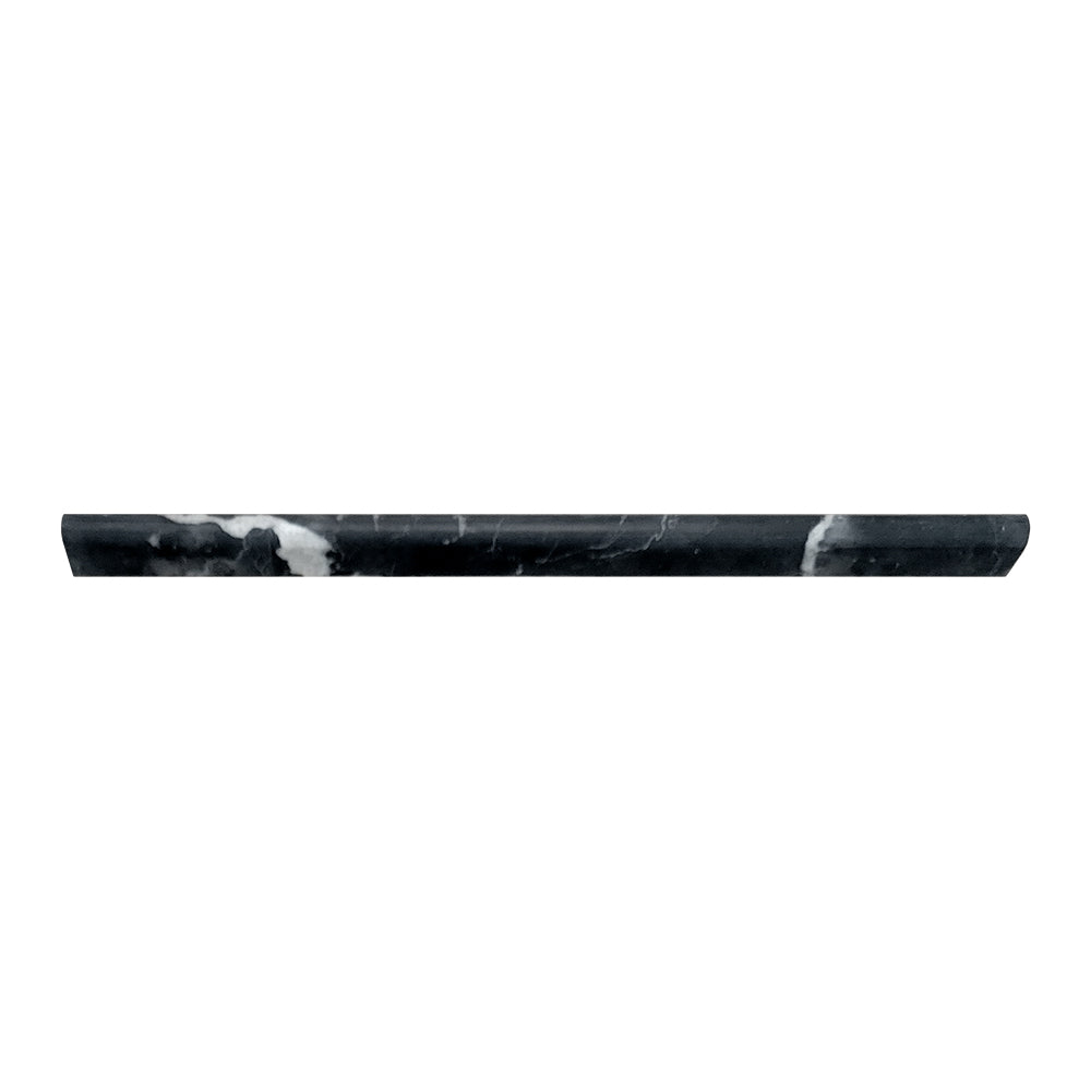 Black Marquina Marble Honed 1/2x12 Pencil Liner