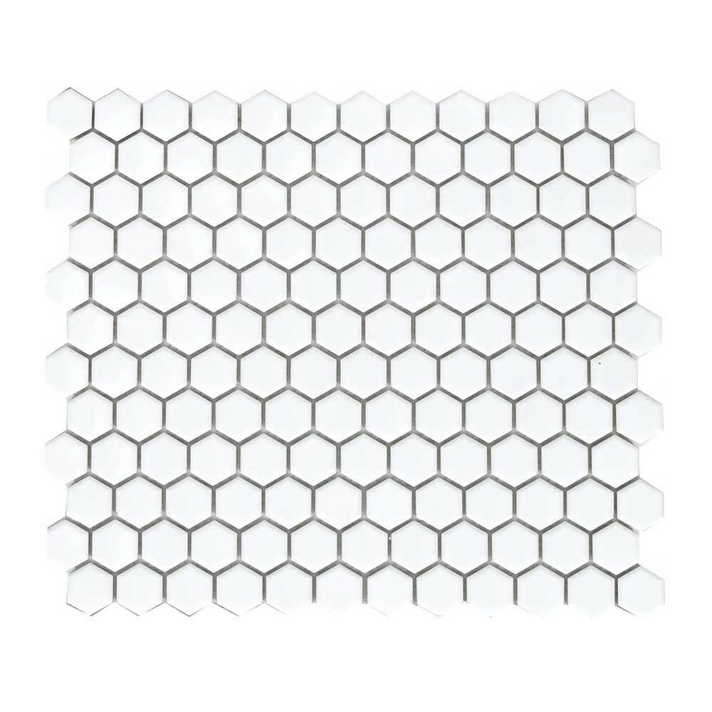 1" Array White Matte Hexagon Porcelain Mosaic Tile 1" Array White Matte Hexagon Porcelain Mosaic Tile - American Tile Depot