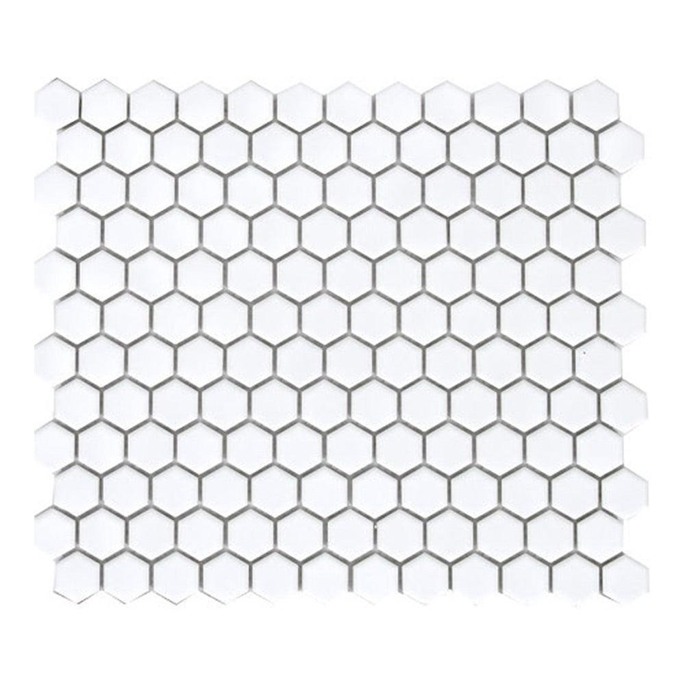 1" Cerelia White Matte Hexagon Porcelain Mosaic Tile 1" Cerelia White Matte Hexagon Porcelain Mosaic Tile - American Tile Depot