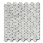 1" Mineralis Carrara Marble Polished Hexagon Stone & Glass Mosaic Tile 1" Mineralis Carrara Marble Polished Hexagon Stone & Glass Mosaic Tile - American Tile Depot