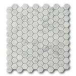 1" Mineralis Carrara Marble Polished Hexagon Stone & Glass Mosaic Tile 1" Mineralis Carrara Marble Polished Hexagon Stone & Glass Mosaic Tile - American Tile Depot