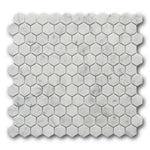 1" Mineralis Carrara Marble Polished Hexagon Stone & Glass Mosaic Tile 1" Mineralis Carrara Marble Polished Hexagon Stone & Glass Mosaic Tile - American Tile Depot