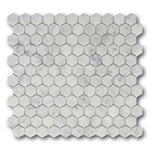 1" Mineralis Carrara Marble Polished Hexagon Stone & Glass Mosaic Tile 1" Mineralis Carrara Marble Polished Hexagon Stone & Glass Mosaic Tile - American Tile Depot