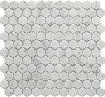 1" Mineralis Carrara Marble Polished Hexagon Stone & Glass Mosaic Tile 1" Mineralis Carrara Marble Polished Hexagon Stone & Glass Mosaic Tile - American Tile Depot