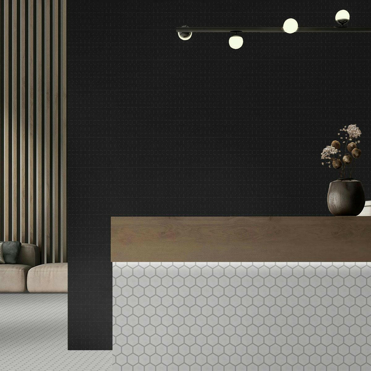 1" Array Black Porcelain Square Matte Mosaic Tile-American Tile Depot