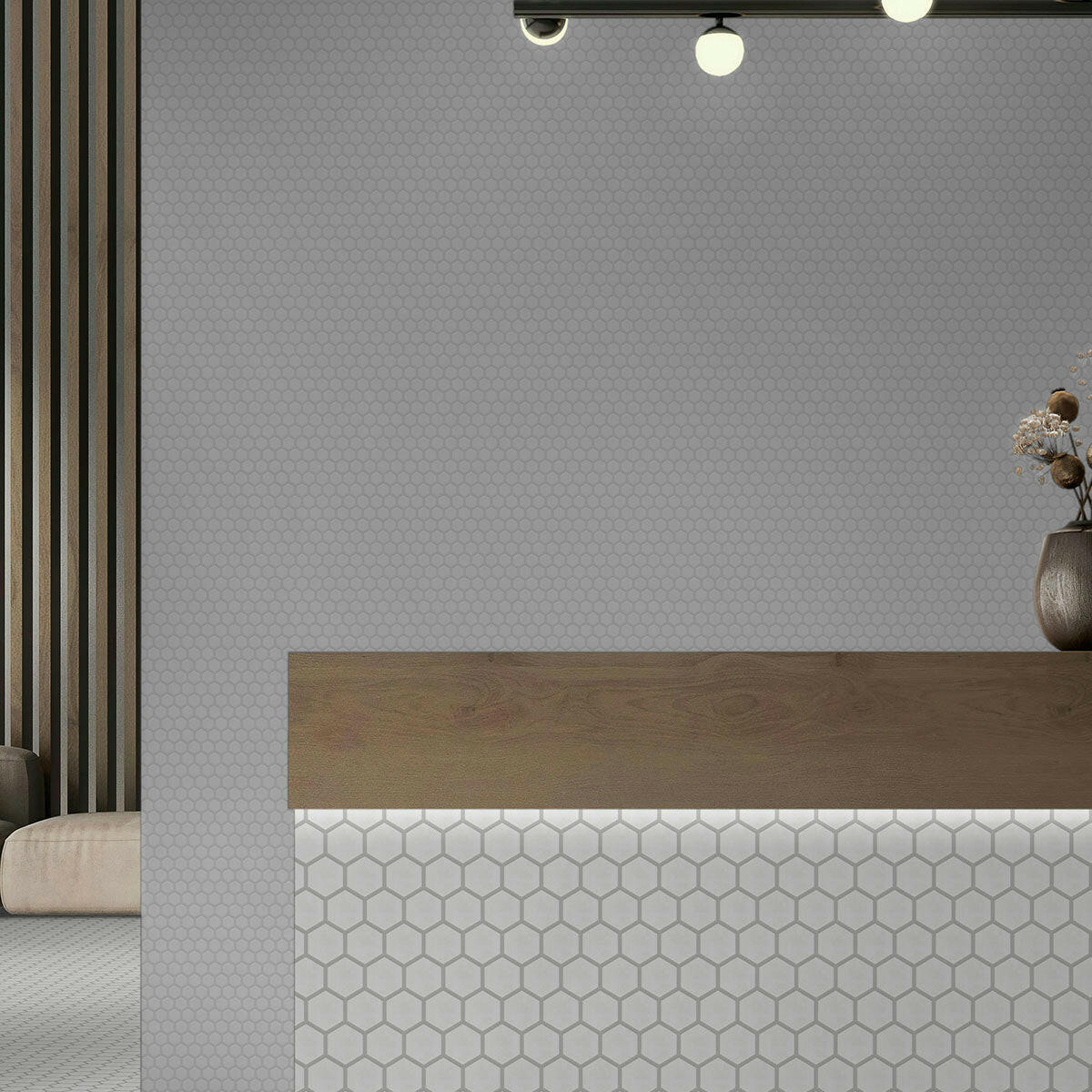 1" Array White Matte Hexagon Porcelain Mosaic Tile 1" Array White Matte Hexagon Porcelain Mosaic Tile - American Tile Depot