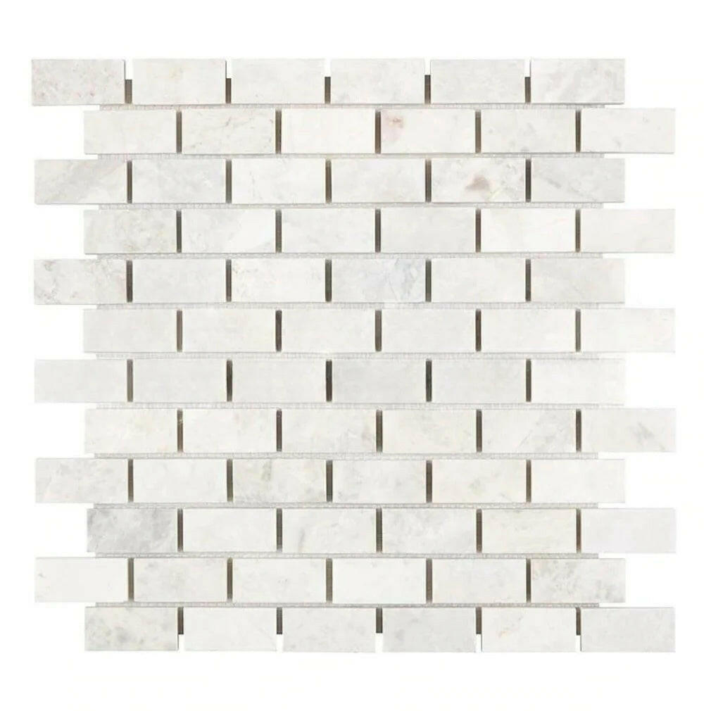 1 X 2 Bianco Congelato Dolomite Leathered Brick Mosaic Tile-American Tile Depot