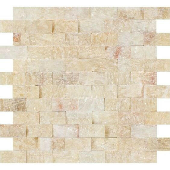 1 X 2 Honey Onyx Split-Faced Brick Mosaic Tile-American Tile Depot