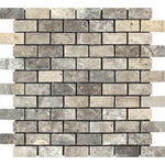 1 X 2 Silver Travertine Tumbled Mosaic Tile-American Tile Depot