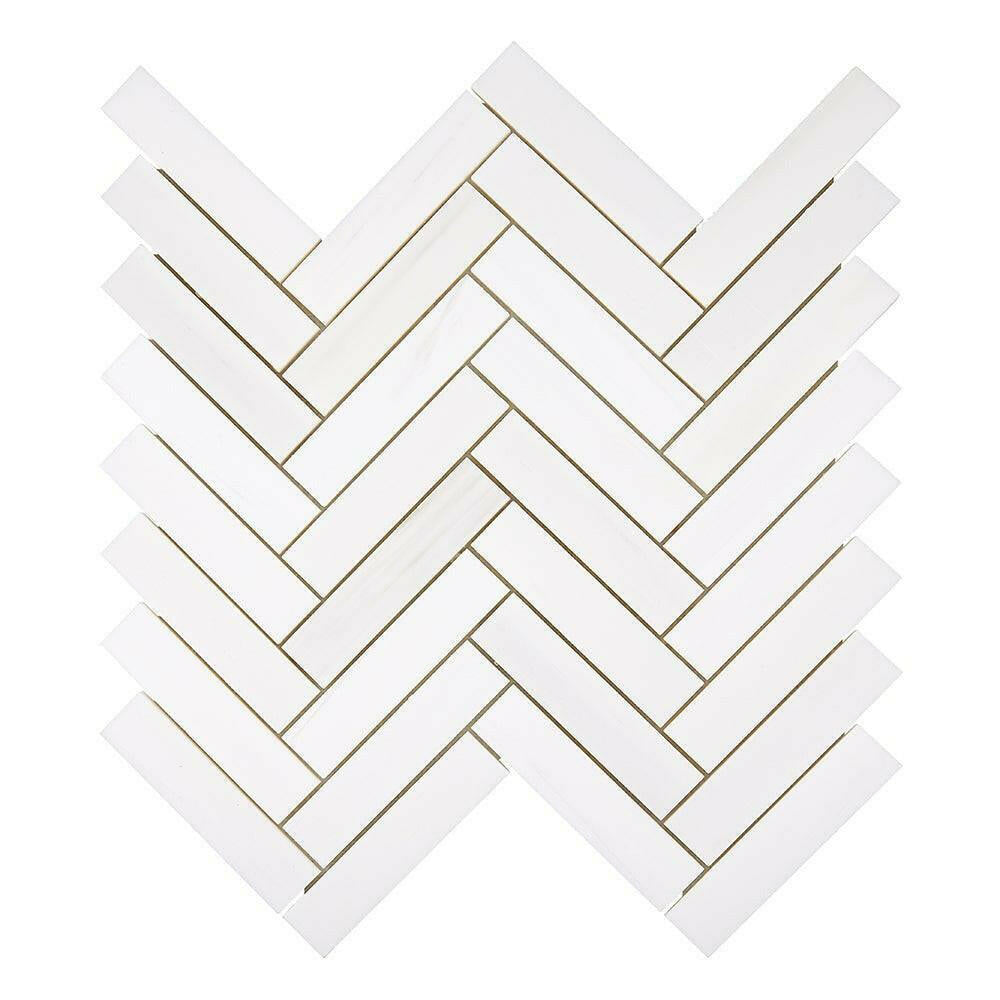 1 X 4 Bianco Dolomite Honed Herringbone Mosaic Tile-American Tile Depot