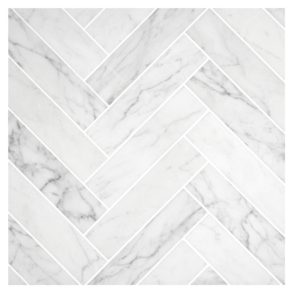 1.25x6 Oriental White / Asian Statuary Marble Honed Herringbone Mosaic Tile 1.25x6 Oriental White / Asian Statuary Marble Honed Herringbone Mosaic Tile - American Tile Depot