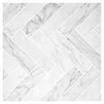 1.25x6 Oriental White / Asian Statuary Marble Polished Herringbone Mosaic Tile - American Tile Depot
