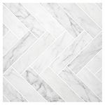 1.25x6 Oriental White / Asian Statuary Marble Polished Herringbone Mosaic Tile - American Tile Depot