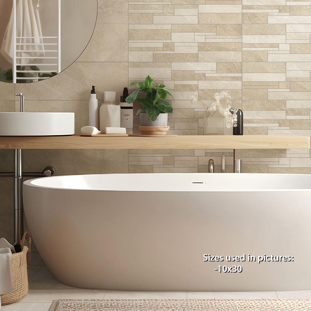 10x30 Alaska Muretto Sand Natural Stone Look Porcelain Wall Tile 10x30 Alaska Muretto Sand Natural Stone Look Porcelain Wall Tile - American Tile Depot