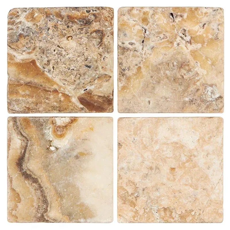 12x12 Antico Onyx Travertine Tumbled Tile - American Tile Depot