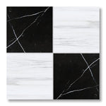 18x18 Checkerboard Tile - Black Marquina & Bianco Dolomite Polished Marble - American Tile Depot