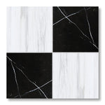 18x18 Checkerboard Tile - Black Marquina & Bianco Dolomite Polished Marble - American Tile Depot