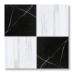 18x18 Checkerboard Tile - Black Marquina & Bianco Dolomite Polished Marble - American Tile Depot