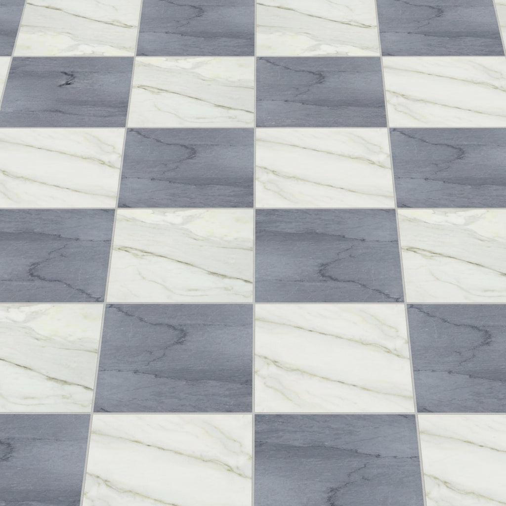 12x12 Checkerboard Tile - Bardiglio Imperiale & Calacatta Gold Honed Marble 12x12 Checkerboard Tile - Bardiglio Imperiale & Calacatta Gold Honed Marble - American Tile Depot
